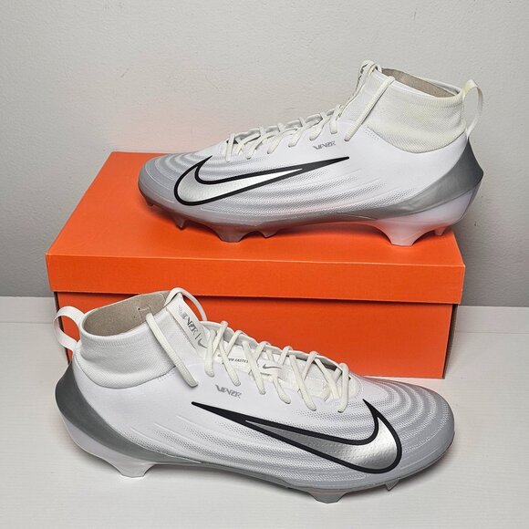 Nike Zoom Air Vapor Pro 1 Cleats / White-Metallic Siler / Size 16 - FB3298 100